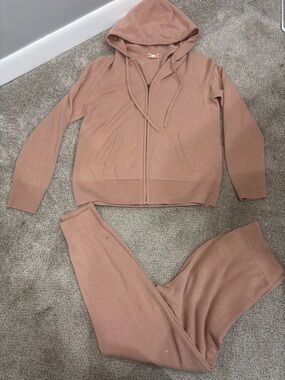 J Crew Cashmere Loungewear Set Zip Up Jogger Sweatpants S/M